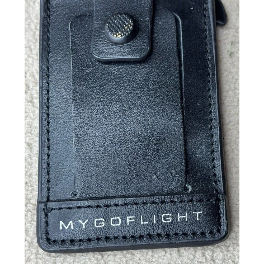 MyGoFlight Black Leather Luggage Tag MGF